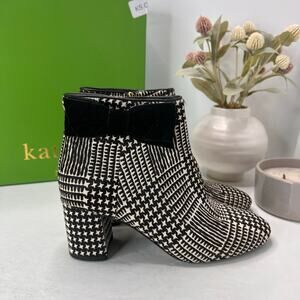 Kate Spade New York Holly Houndstooth Bow Bootie Black/White Women's 7M Tried On
